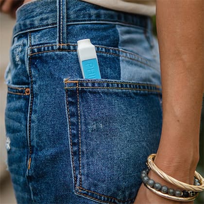 Blue POCKET personal filter in the back pocket of jeans